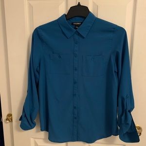 turquoise button down